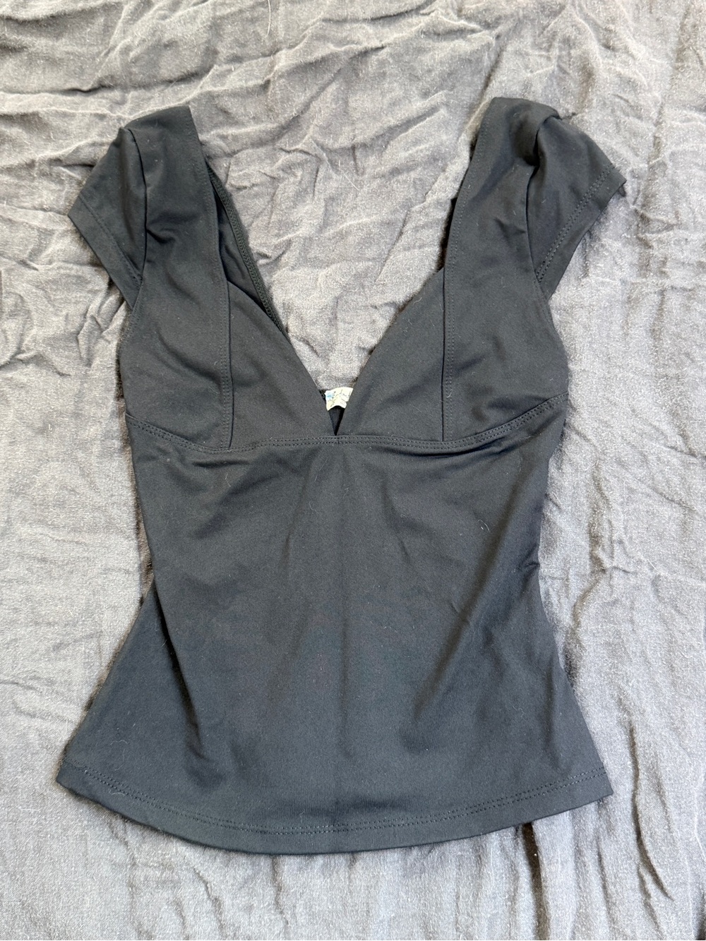 Free People Black V-Neck Fitted Tank